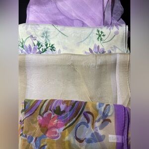 Set of 4 silk scarves 100% Silk assorted, Furla, Mila schon, and other brands